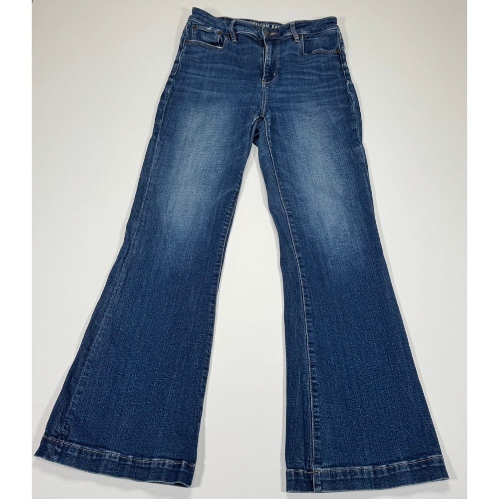 American Eagle Jeans‎ Womens 8 30x31 Dark Blue Super Hi-Rise Flare Stretch Denim